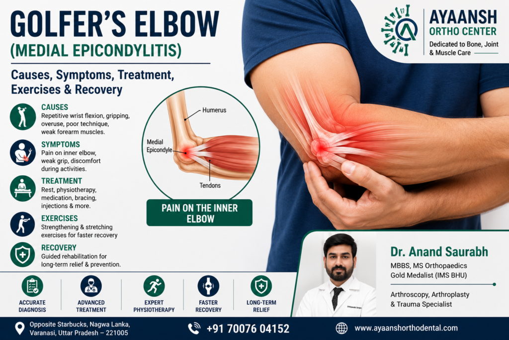 Golfer's Elbow Treatment in Varanasi | Ayaansh Ortho Center