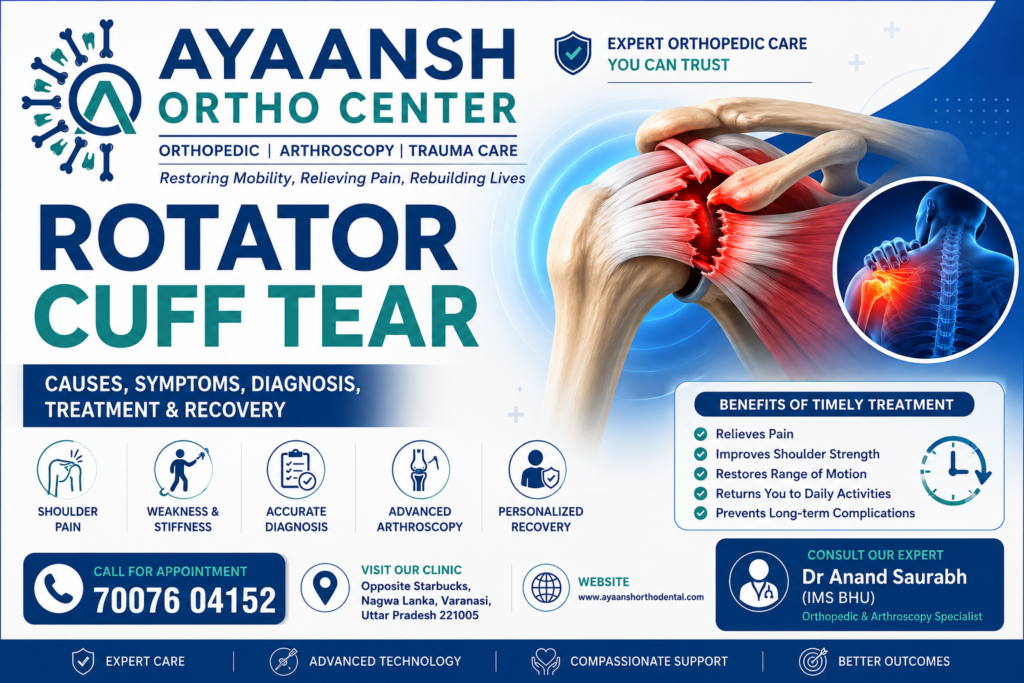 Rotator cuff tear treatment in Varanasi at Ayaansh Ortho Center.